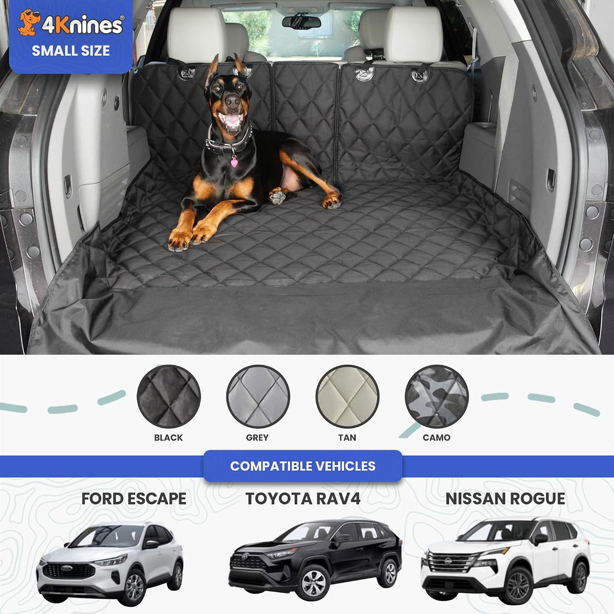 4Knines SUV Cargo Liner for Dogs, Fold Down Seats, Black Large – Essentials for Dogs - Black / Small - image 2