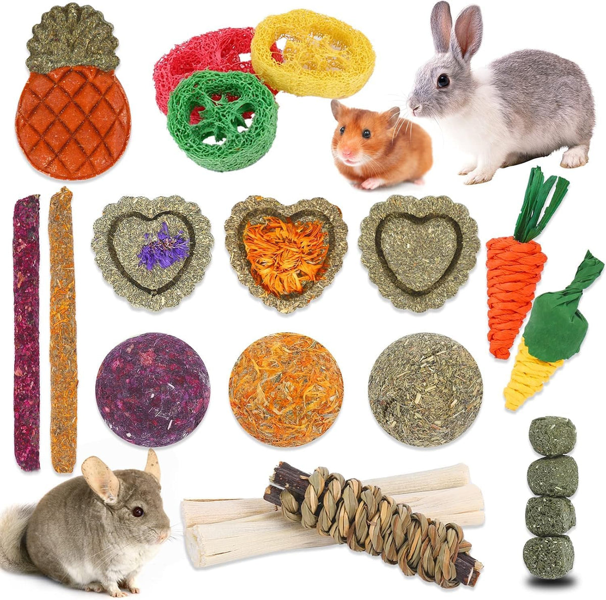 52Pcs Rabbit Chew Sticks, Guinea Pig Toys - 21Pack-small Set