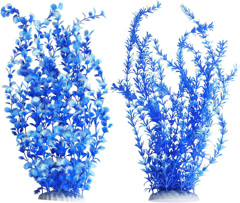 23" Tall Aquarium Plastic Plants - Blue