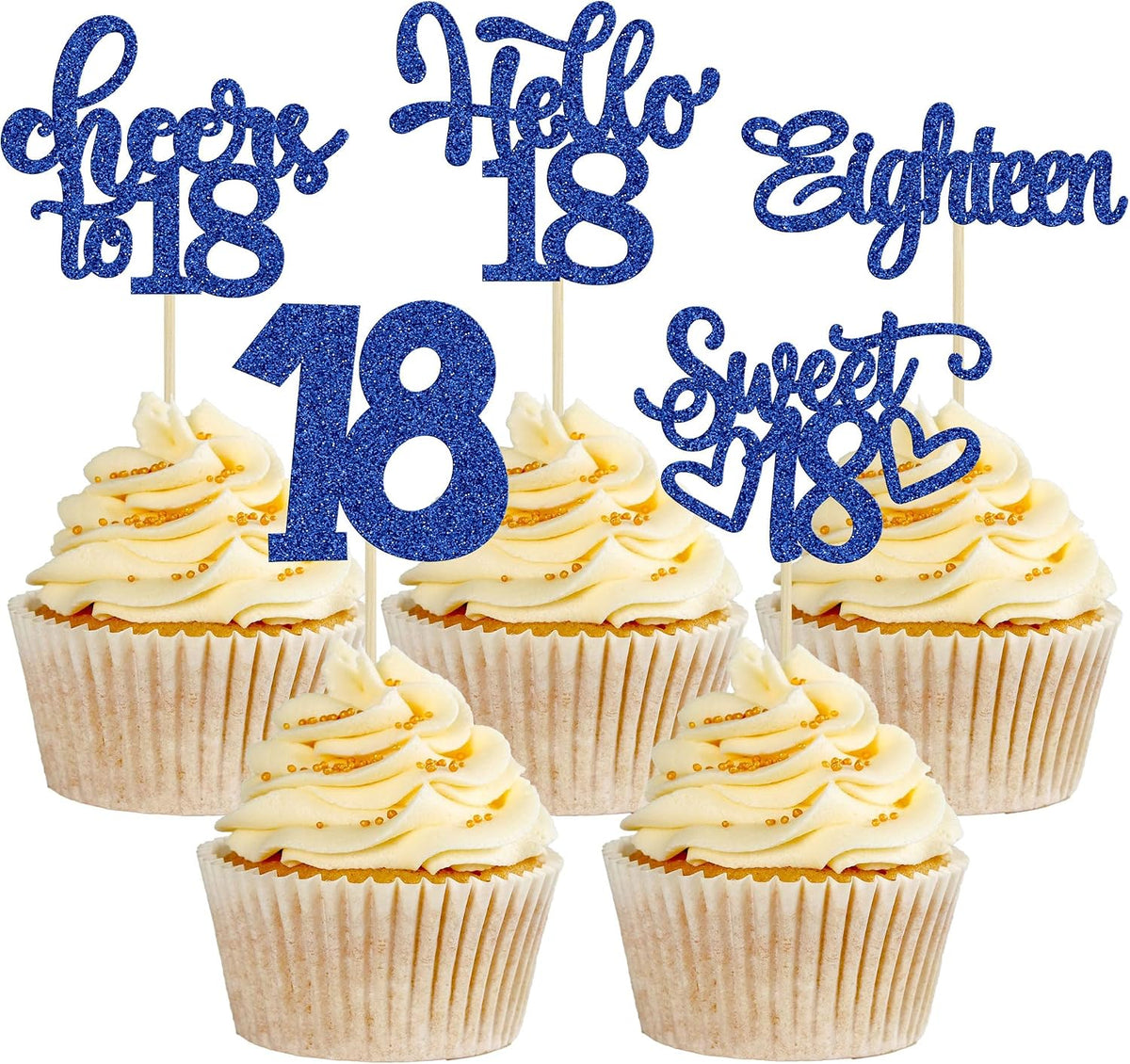 30pcs 16th Birthday Cupcake Toppers - 18th / Deep Blue