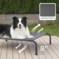 Bedsure Outdoor Elevated Dog Bed Large Sized Dog, Portable Indoor & Outdoor Cooling Raised Cot Pet Hammock Bed with Skid-Resistant Feet, Frame with Breathable Mesh, Khaki, 49 inches