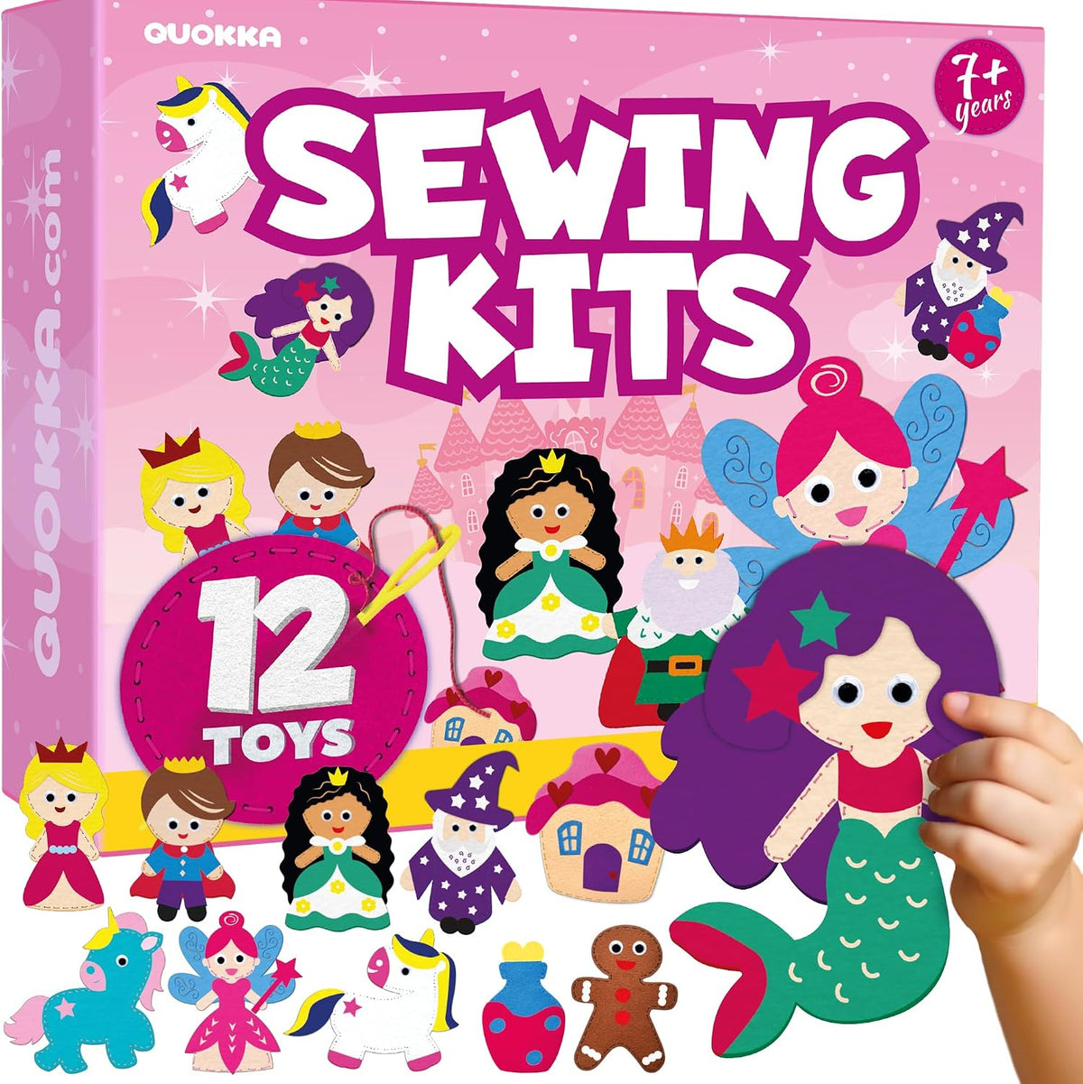 QUOKKA kids sewing kit with 12 felt toy projects and storage box - view 4