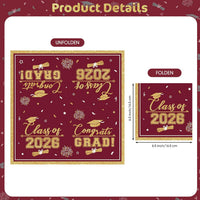 PERFQU Class of 2026 graduation napkins in blue and gold with cap and tassel design - view 21