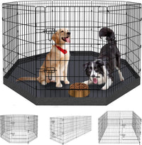 Puppy Pet Playpen 8 Panel 24 Inch Indoor Outdoor Metal Portable - 36"H x 24"W, 8 Panels with Octagonal Bottom Pad
