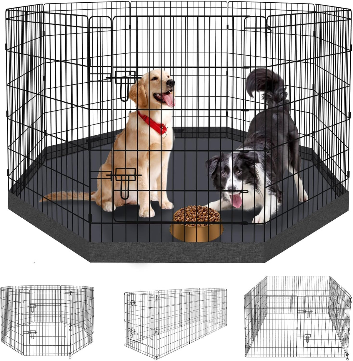 Puppy Pet Playpen 8 Panel 24 Inch Indoor Outdoor Metal Portable - 36"H x 24"W, 8 Panels with Octagonal Bottom Pad