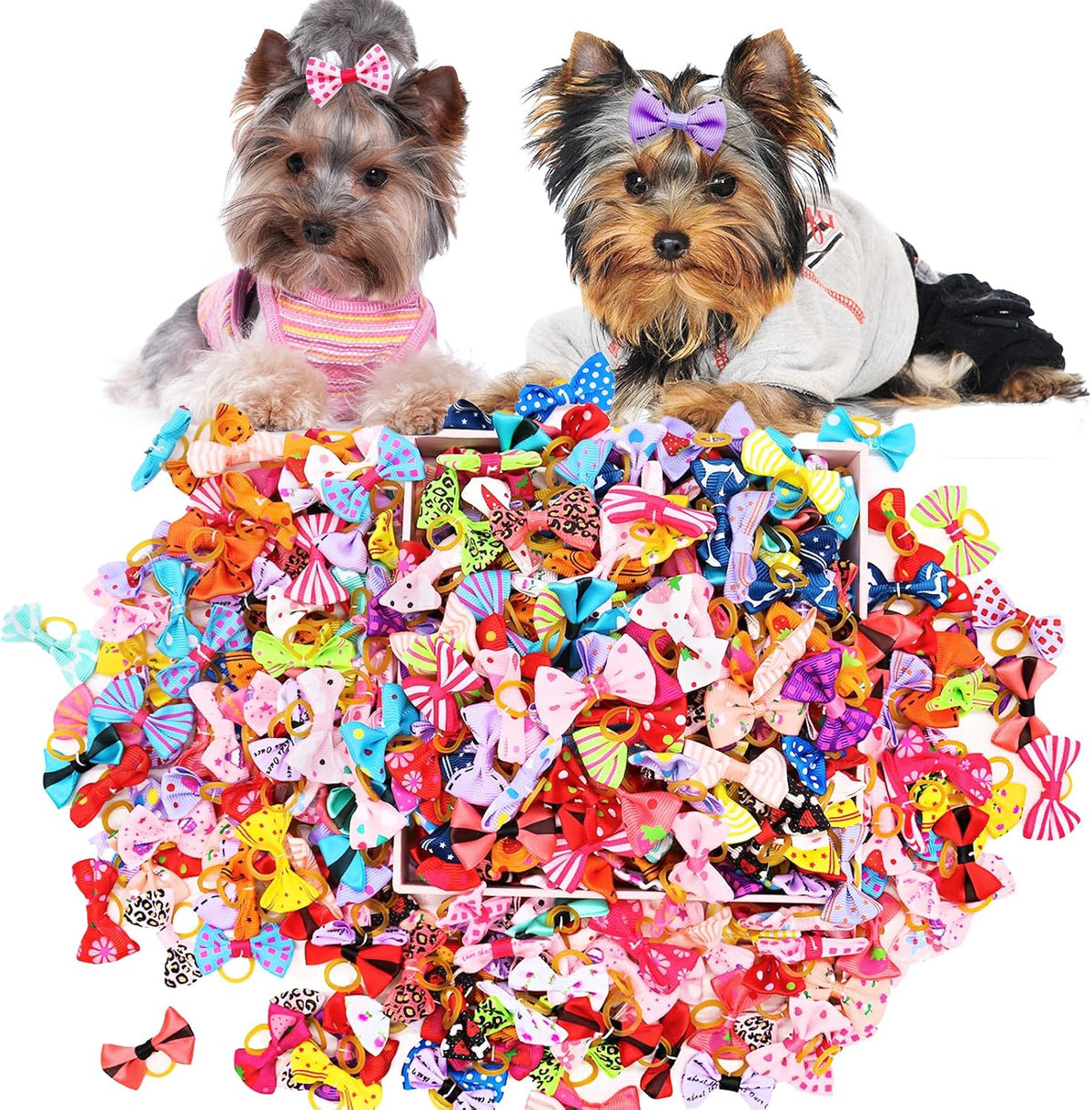 Small Dog Hair Bows with Rubber Bands for Small Medium Dogs – Essentials for Dogs