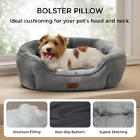 Bedsure Small Dog Bed Washable, Round Cat Beds for Indoor Cats - 28"L x 24"W x 8"Th / Grey - image 2