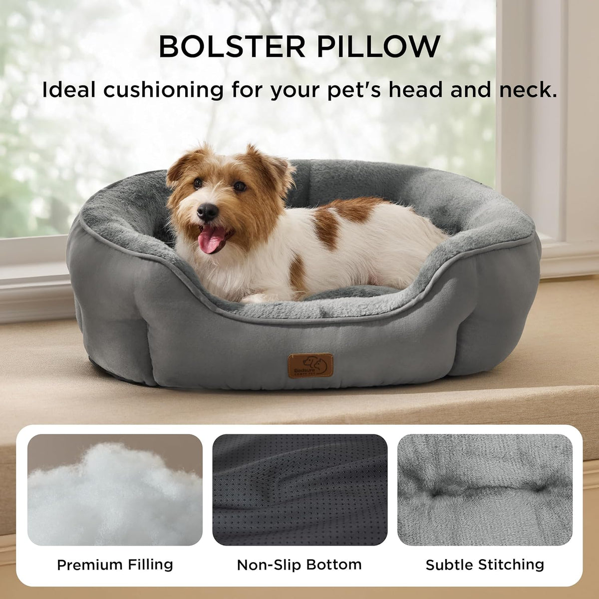 Bedsure Small Dog Bed Washable, Round Cat Beds for Indoor Cats - 28"L x 24"W x 8"Th / Grey - image 2