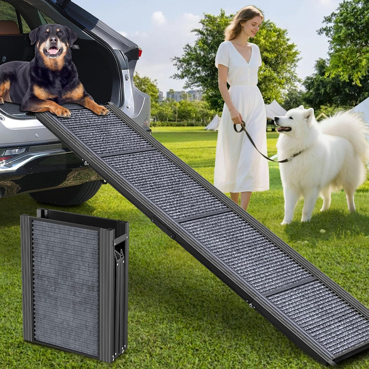 Extra Wide 20" Dog Stairs for Large Dogs - Upgraded 71" L x 17.3" W