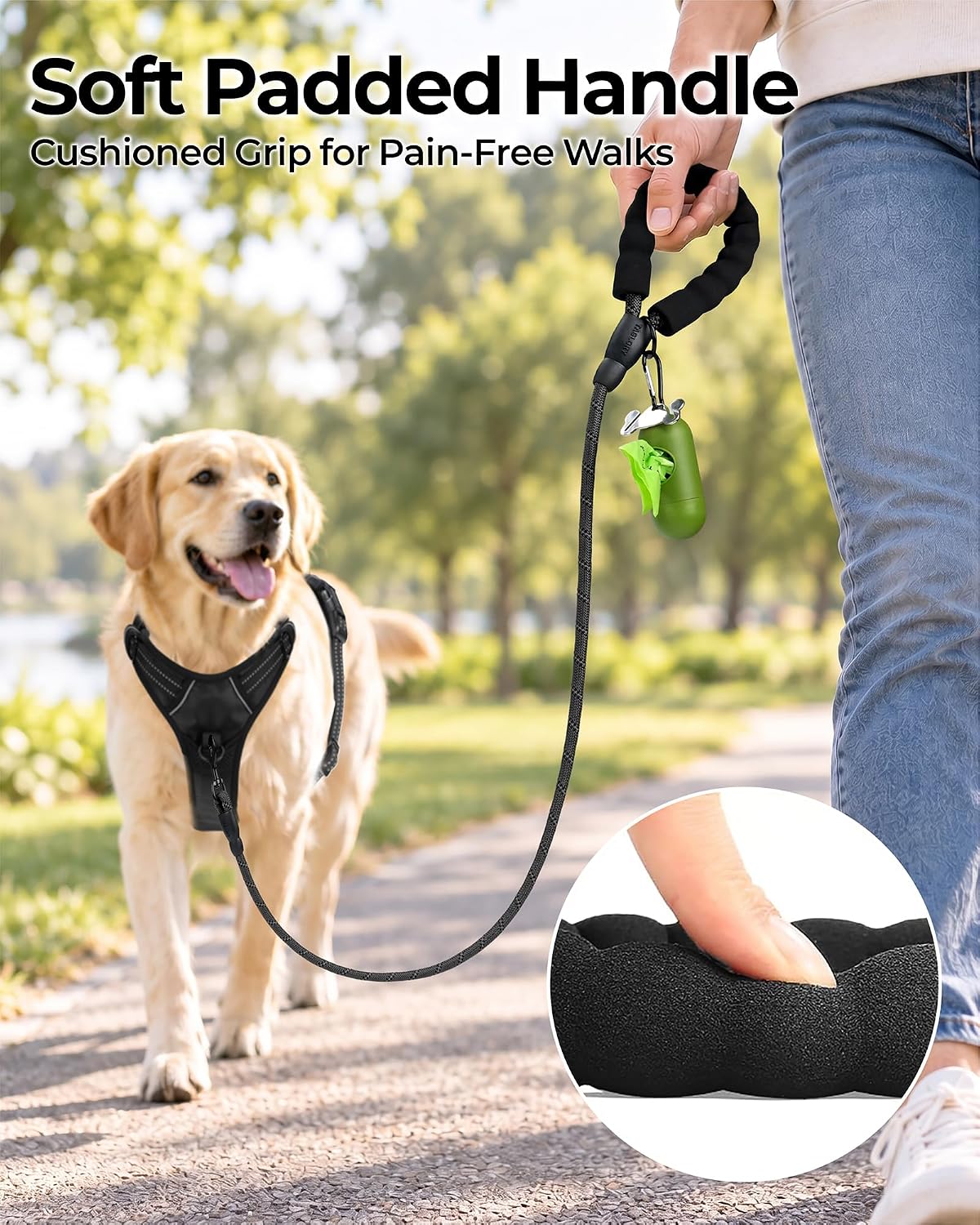 Taglory Rope Dog Leash for Medium Large Dogs - 1/2" x 6 FT (20~120 lbs.) / Black - image 2