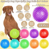 36 Pcs 2.5 in Squeaky Dog Toy Balls Spiky Dog Balls Chew Toy - 3.5in / Standard – 18 Pcs - image 2