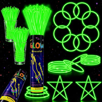 ILHSTY 100 pack green 8 inch glow sticks with connectors for necklaces