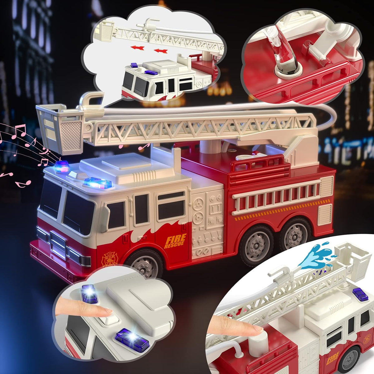 TEMI Emergency Vehicle Toys, Ambulance, Fire Truck, Police Car - image 3