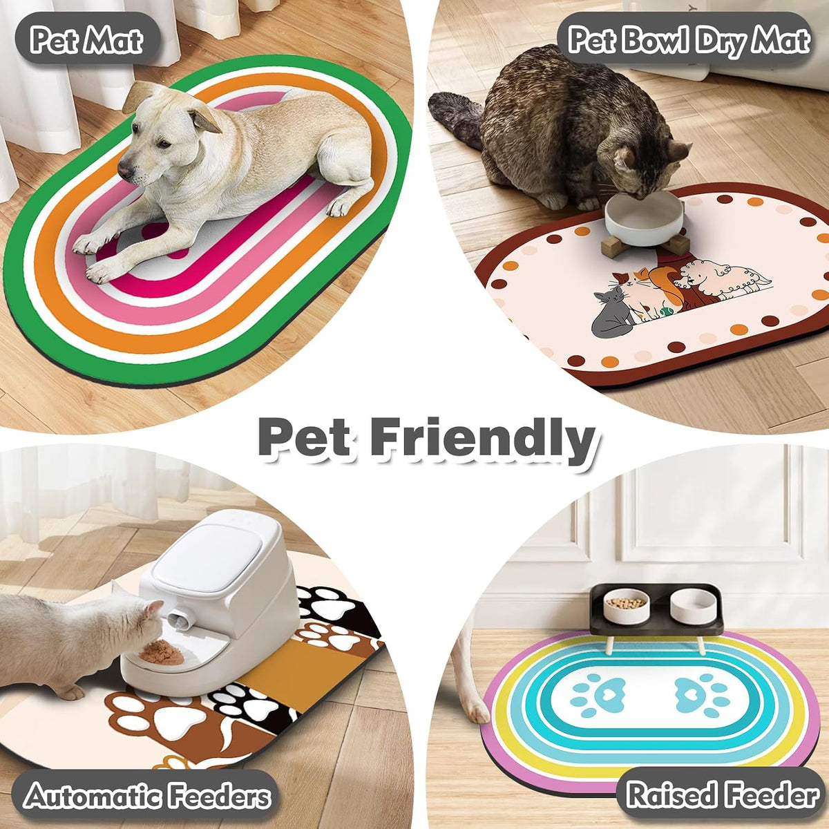Cat Food Mat Small, 20''x12'' Absorbent Cat Feeding Mat - 20''x12'' / Dark Gray - image 3