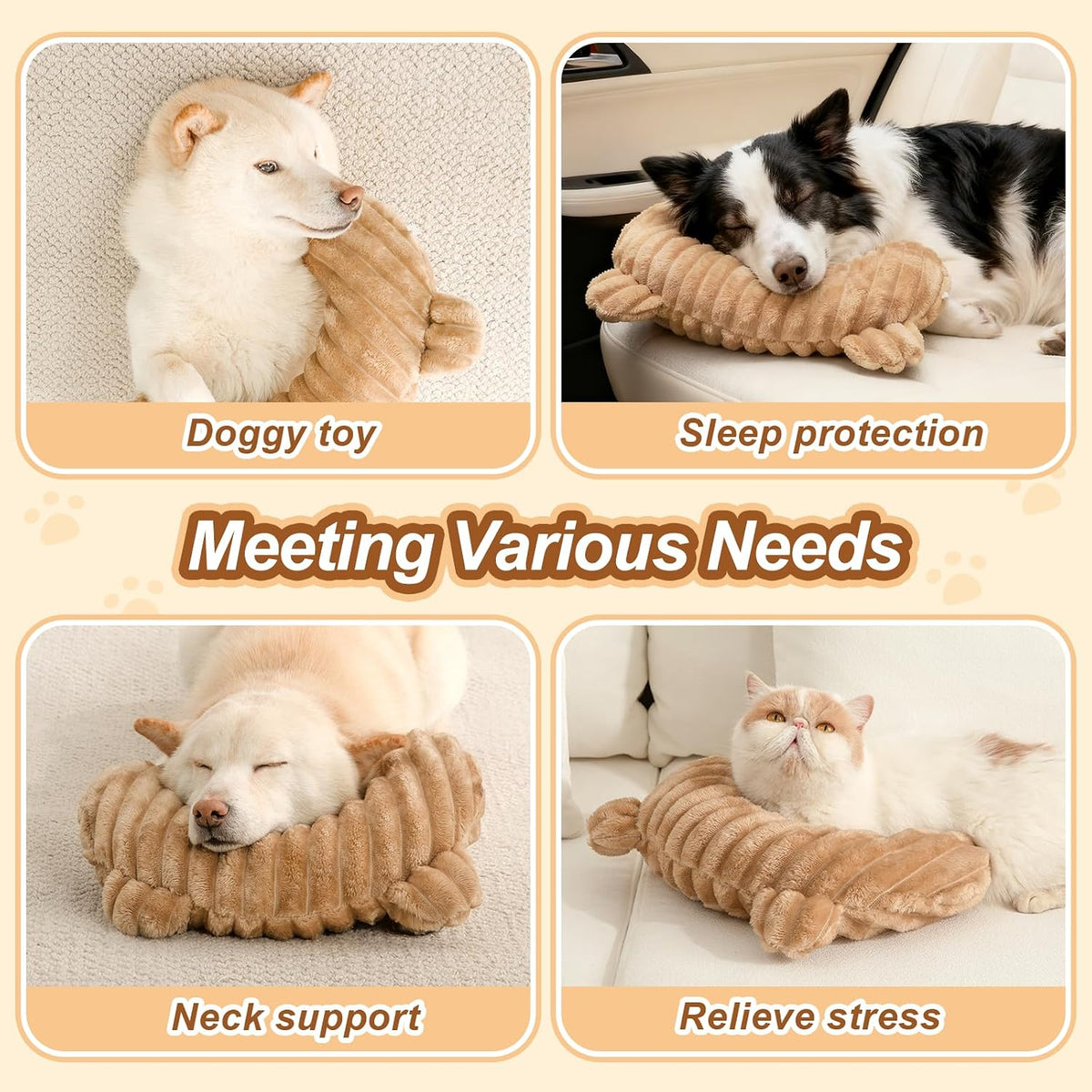 Dog Calming Pillow, Soft and Neck-Friendly - Medium ( 11" × 8" ) / Coffee - image 4