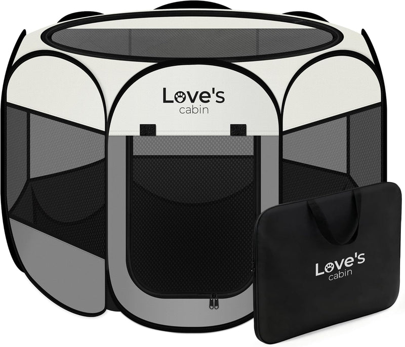 Love's cabin Pet Puppy Dog Playpen - Gray / 25.0"L x 25.0"W x 17.0"H