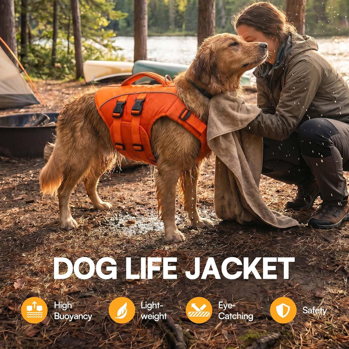Dog Life Jacket Medium,Ripstop Dog Flotation Vest for Medium Dogs – Essentials for Dogs - Medium / Orange - image 2