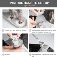 Fida Cat Harness and Leash Set for Walking Kitten and Puppy - XXXS (Neck:10.2"-11.4"; Girth:11.4"-12.6") / Light Gray - image 2