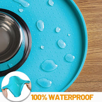 Hubulk 100% Waterproof Silicone Pet Feeding Mat with Raised Edge - Teal / 16"L x 10"W - image 4