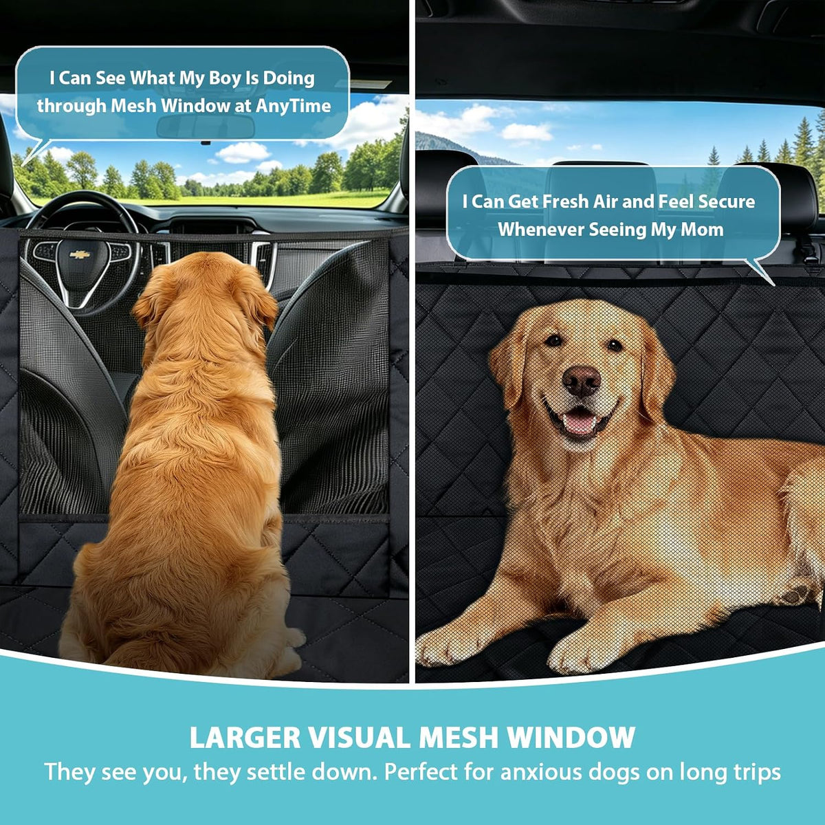 Dog Car Seat Cover for Back Seat with Safety Belt Universal Fit – Essentials for Dogs - Black / Truck - image 2