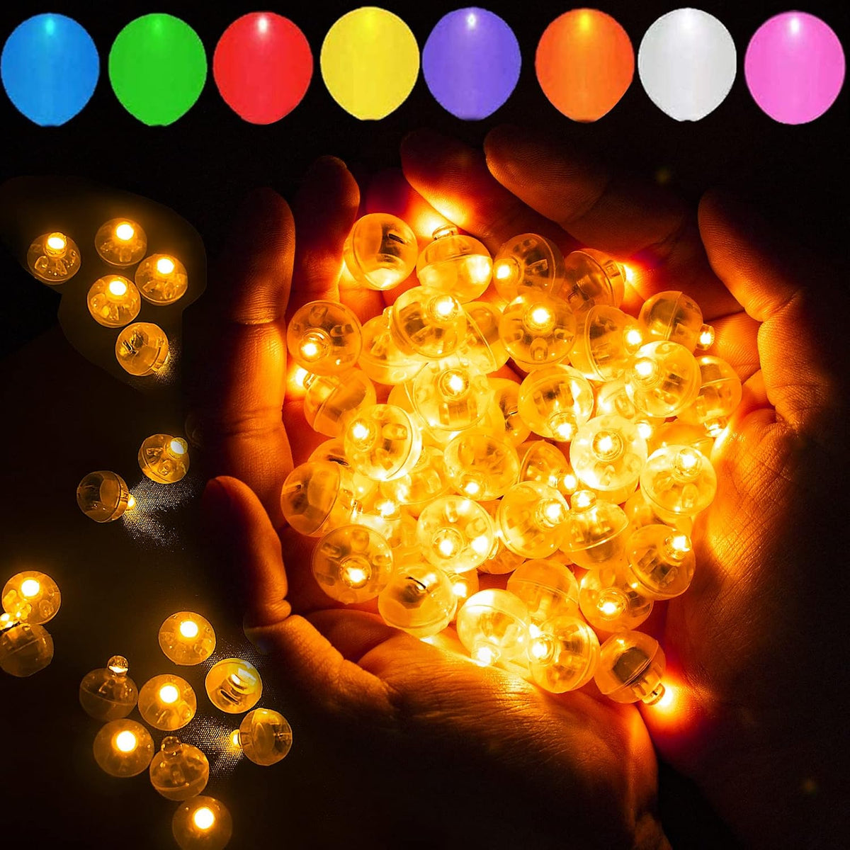 50pcs White LED Balloon Lights - 50PCS / Orange