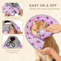 Avont Cat Cone Collar Soft to Stop Licking, Adjustable Foldable Lightweight Kitten Recovery Collar After Surgery for Small Dogs, Elizabeth Cone of Shame Alternative -Grape(L)