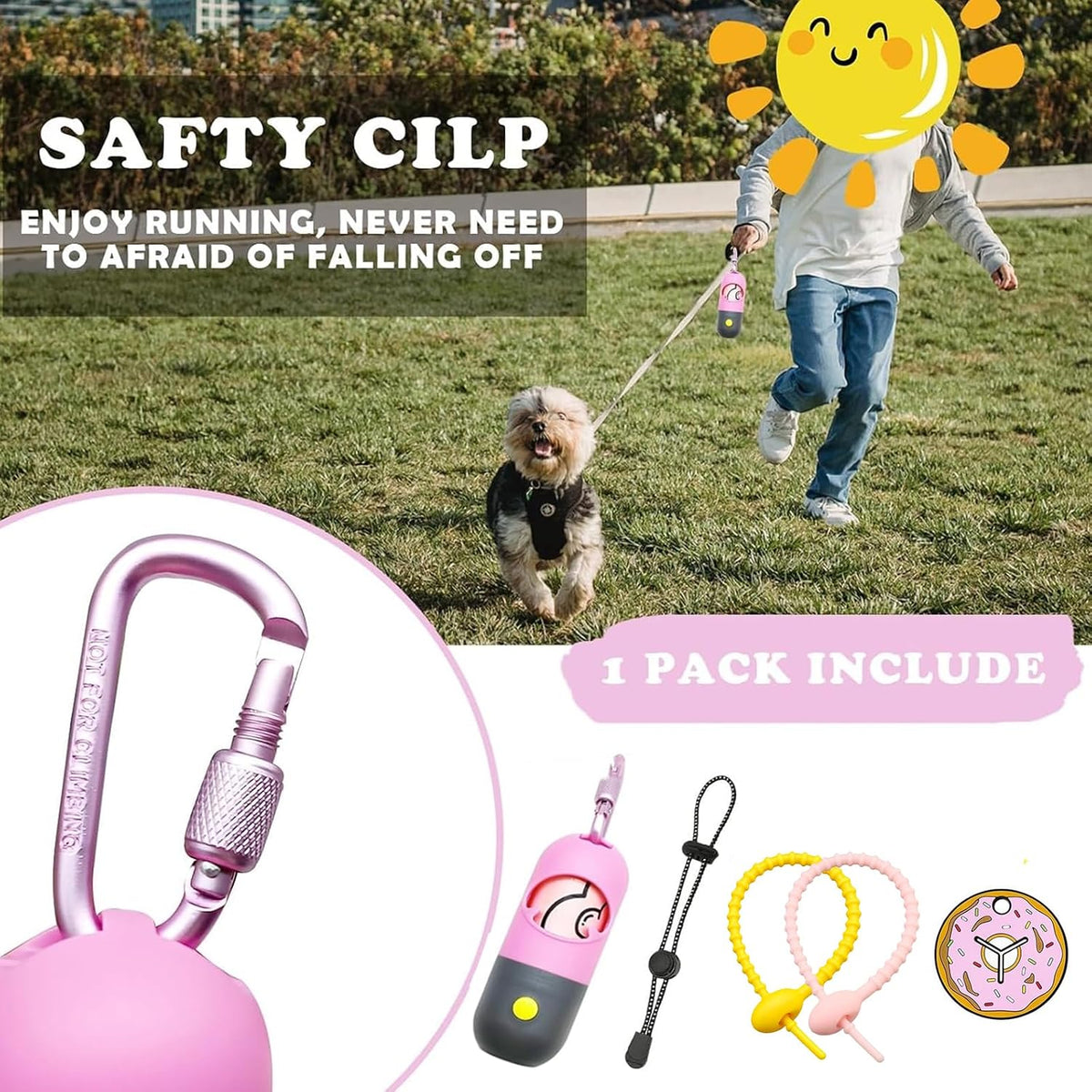 Dog Poop Waste Bags Holder with LED Flashlight - 1 Count (Pack of 13) / Pink - image 2