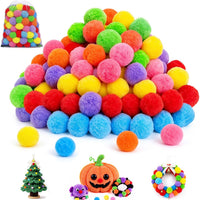 Zddaoole 120 large craft pom poms in red, blue, green, purple, orange and yellow