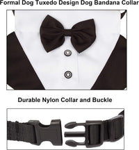 ADOGGYGO Dog Tuxedo Collar, Wedding Dog Bow Tie - Medium / Black&White - image 2