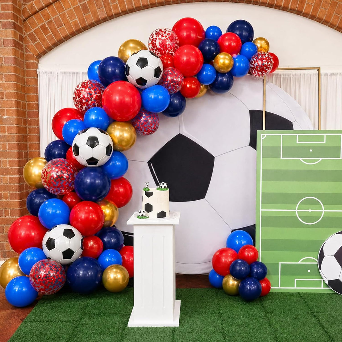 Blue Silver Balloon 12Inch Dark Metallic Blue Silver Confetti Latex - Soccer Blue Red Gold - image 4