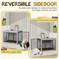 Bigrab Dog Crate Furinture with Thick Cushion, Side End Table Wooden Dog Cage with Double Doors, Chew-Resistant Dog Kennel Dog House Indoor for Small to Large Dog, L (Grey)