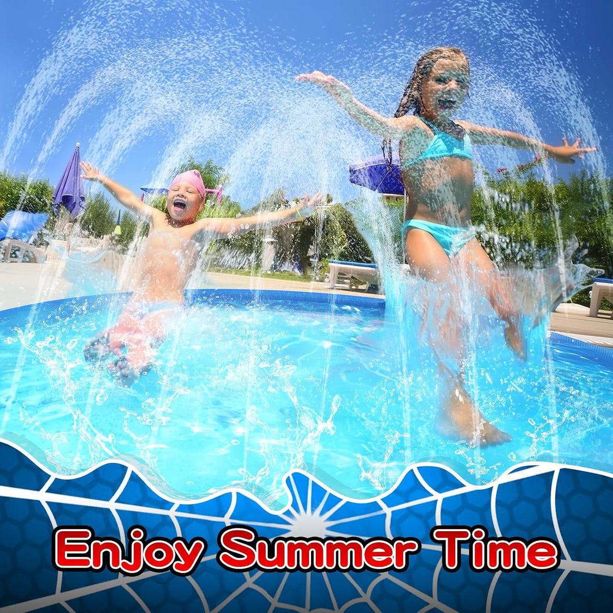 Non Slip Splash Pad for Kids and Dogs 67'' Extra Large Splash Pad – Fun for Kids & Family - Red / 67'' - image 3