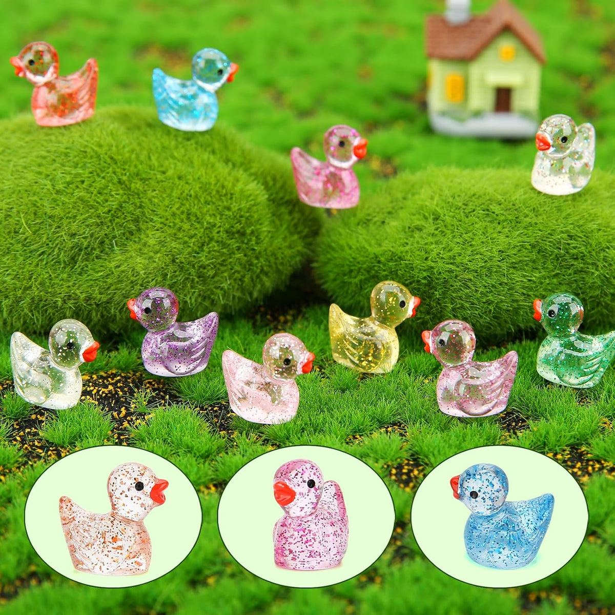 GWAHSA 240pcs Luminous Mini Resin Ducks - Glitter Ducks - image 2