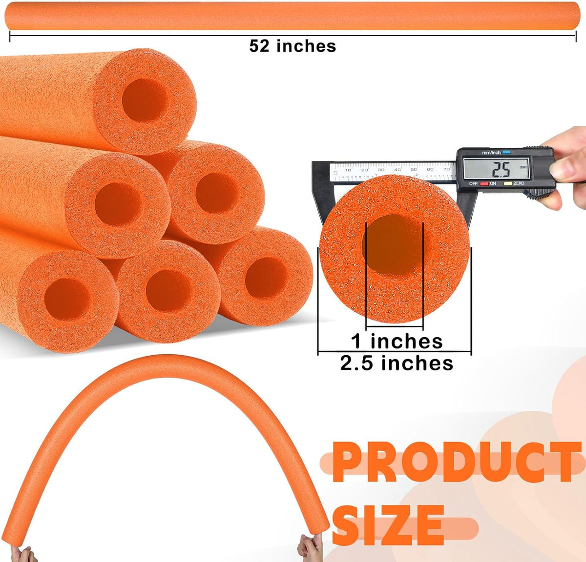 Hanaive white foam pool noodles, 6 pack, 52 inches long with hollow centers - view 23