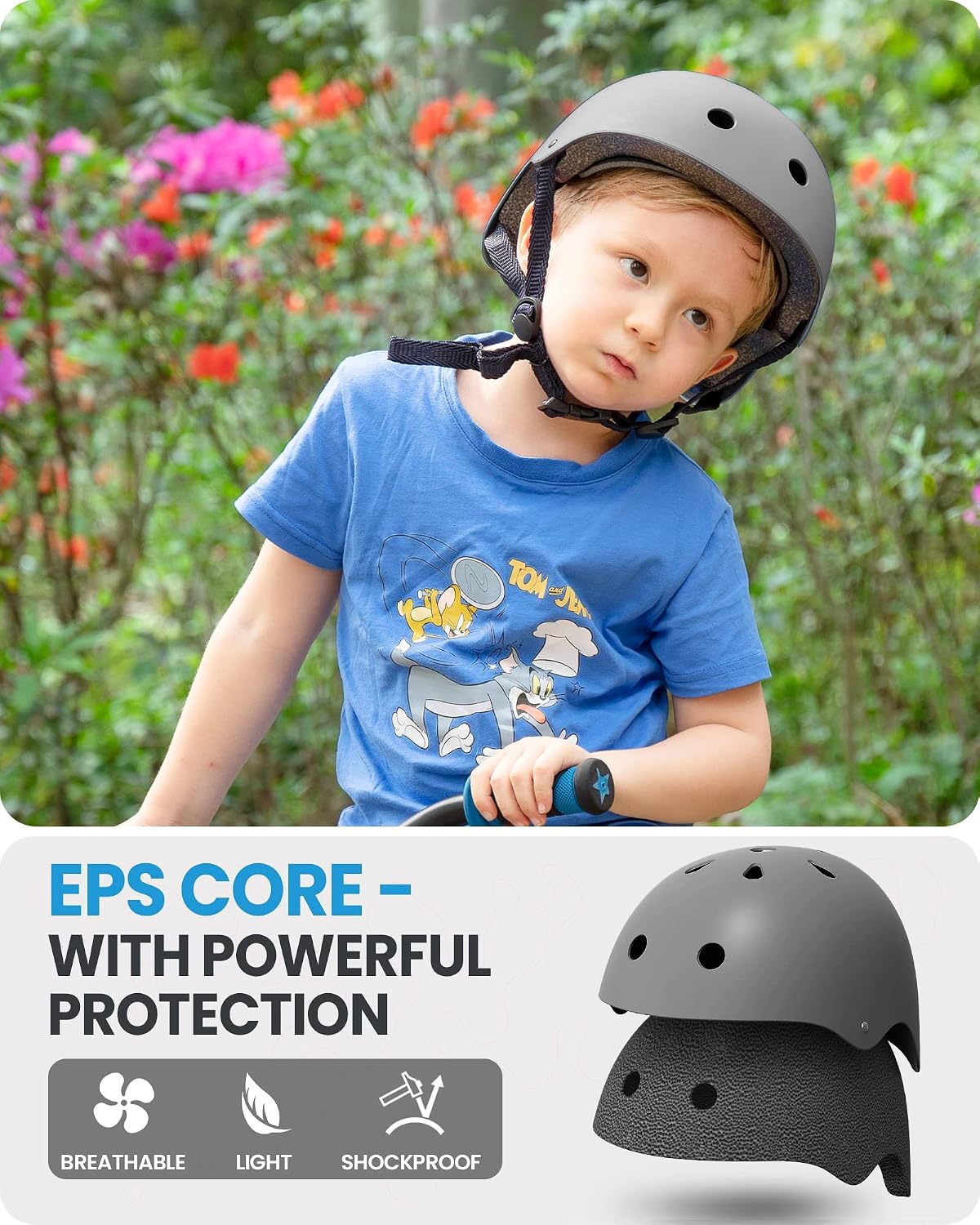 OutdoorMaster Kids Bike Helmet, Adjustable for Cycling & Skating – Fun for Kids & Family - Matte Gray / Small: 18.9-20.5 in. / 48-52 cm - image 2