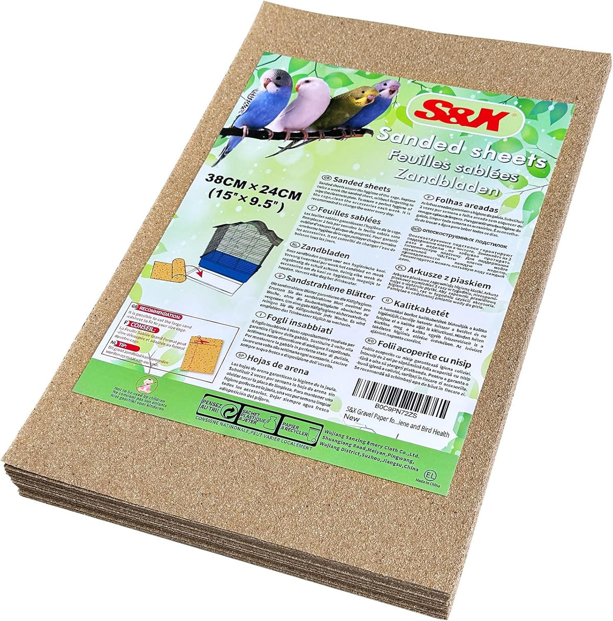S&X Bird Cage Liners 17 x 11in, Disposable Gravel Paper Sheets - 15" x 9.5" - 30PCS