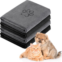 Chumia 4 Pcs Dog Towels for Drying - 16 x 32 Inch / Gray, Black