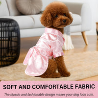 Dog Silk Pajamas Small Sized Dog Robe Satin Pjs with Belt – Essentials for Dogs - Pink Robe / X-Small - image 4