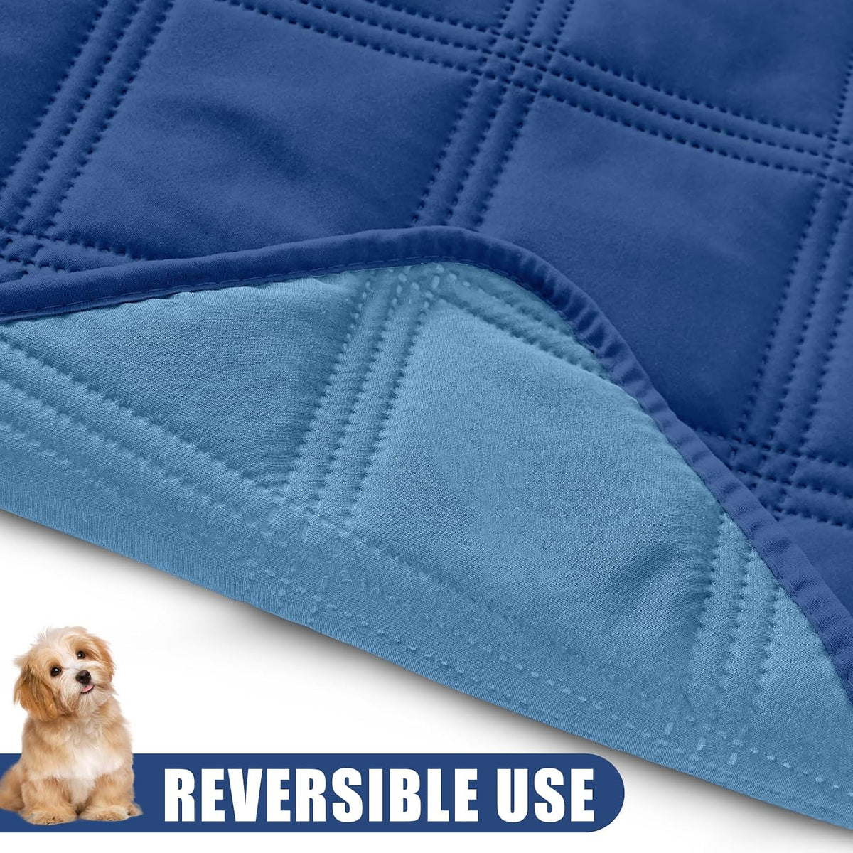 Smiry Waterproof Dog Bed Cover - Navy/Blue / Lattice / 40x70 - image 3