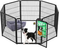 FXW Homeplus Unleashed Indoor Dog Playpen - Stress-Free and Safe Play, Heavy Duty 32 Inch 8 Wire Panels Dog Pen for Small and Medium Dogs, Black│Patented