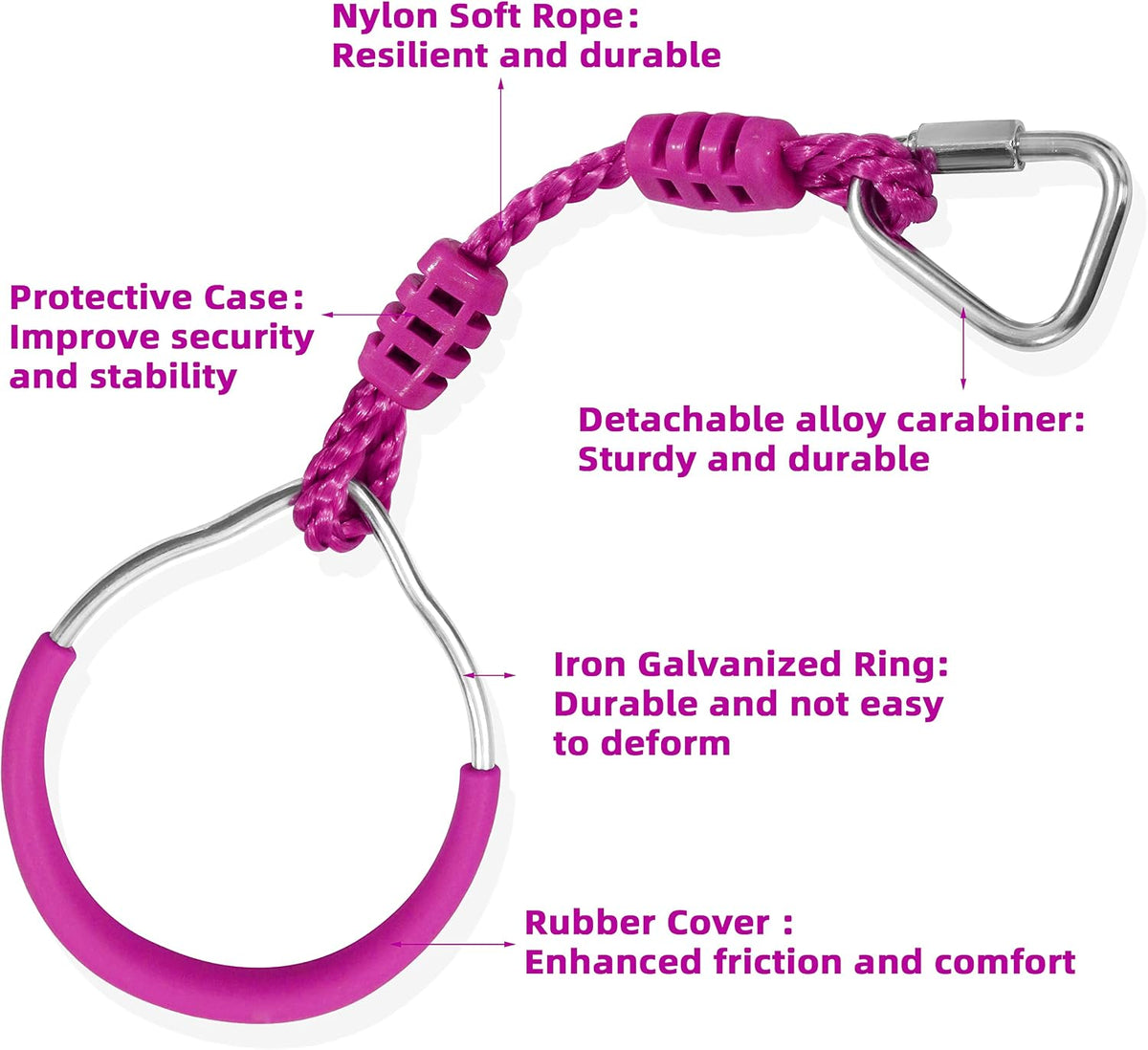 Swing Gymnastic Ring Warrior Obstacle Course Slackline Climb Trapeze - 2 Pack / Purple - image 3