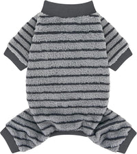 Cow Dog Sweater, Dog Winter Clothes for Small Medium Dogs Girl Boy Fleece Pet Pajamas for Winter - Stripe Grey / X-Large(Chest:18.9-21.6")