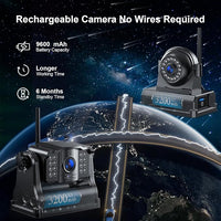 Fookoo 1080P 10" Magnetic Wireless Backup Camera 10" HD Split Screen Monitor,Rechargeable 2 Side View 2 Rear View Cameras,Low Consumption 1-Min DIY Install No Drilling for RV Trailer Truck DCX104