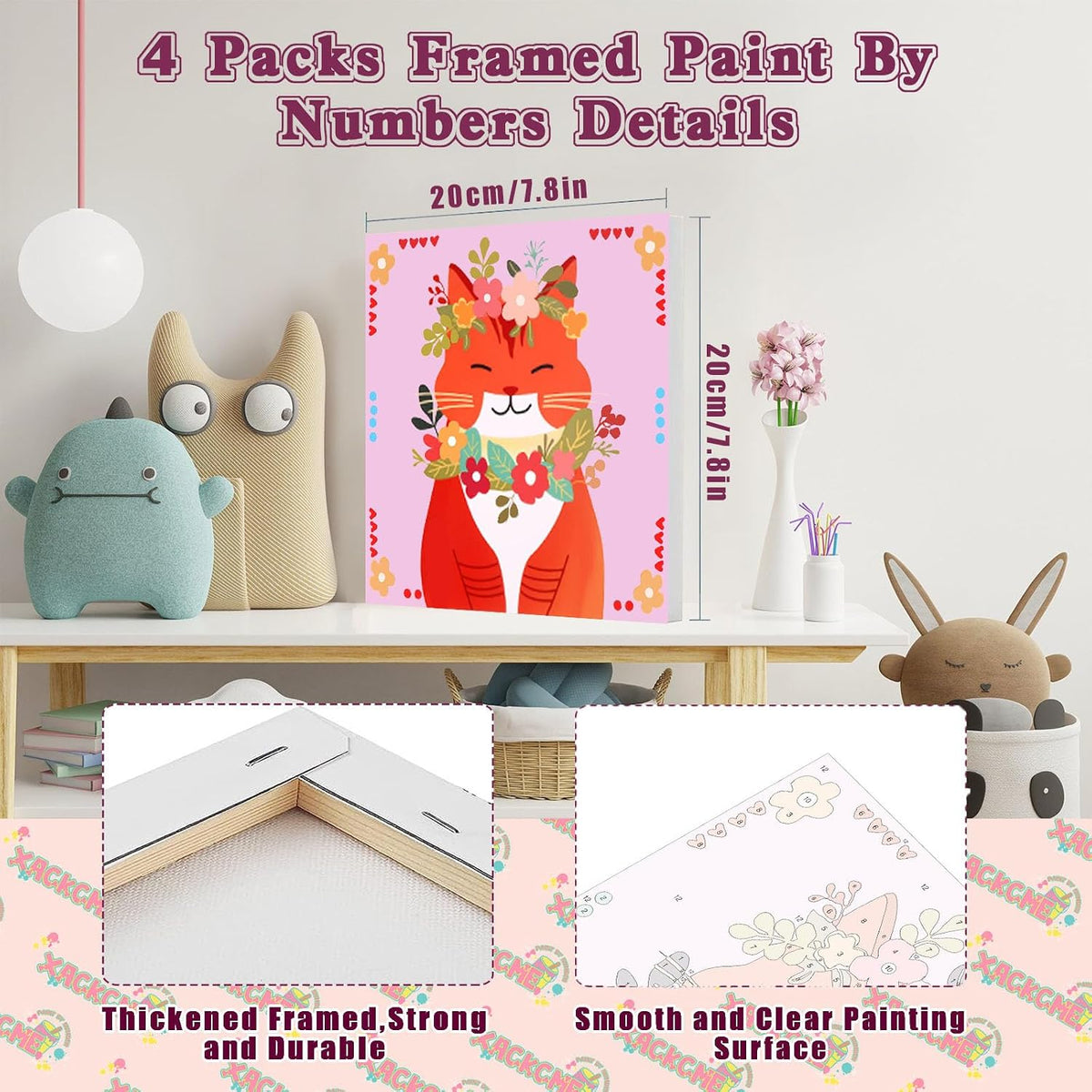 4 Pack Butterfly Paint by Number for kids Wooden Frame - BKH2194+BKH2195+BKH2196+BKH2197 - image 2