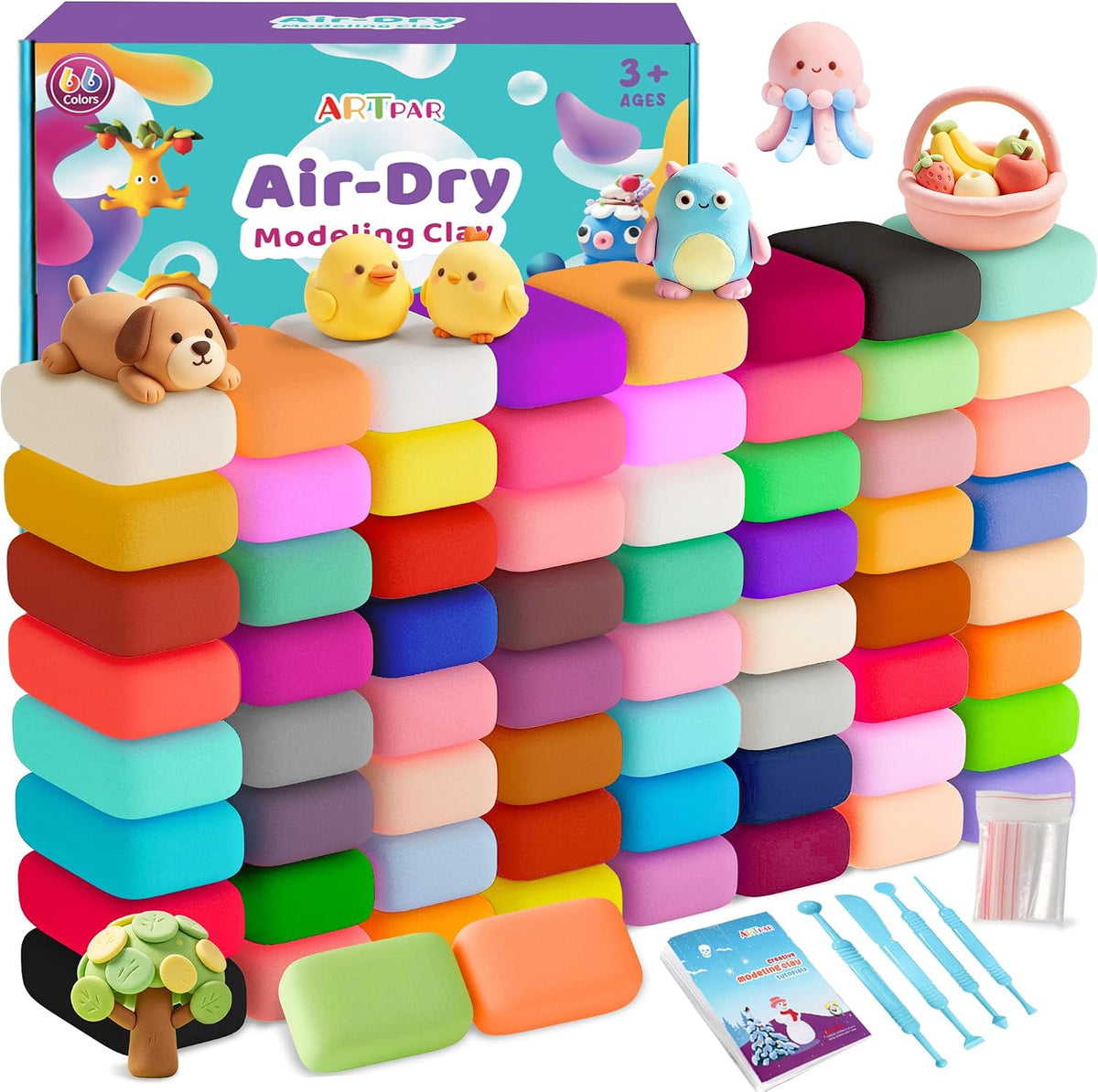 ARTPAR Air Dry Clay for Kids - 66 Colors
