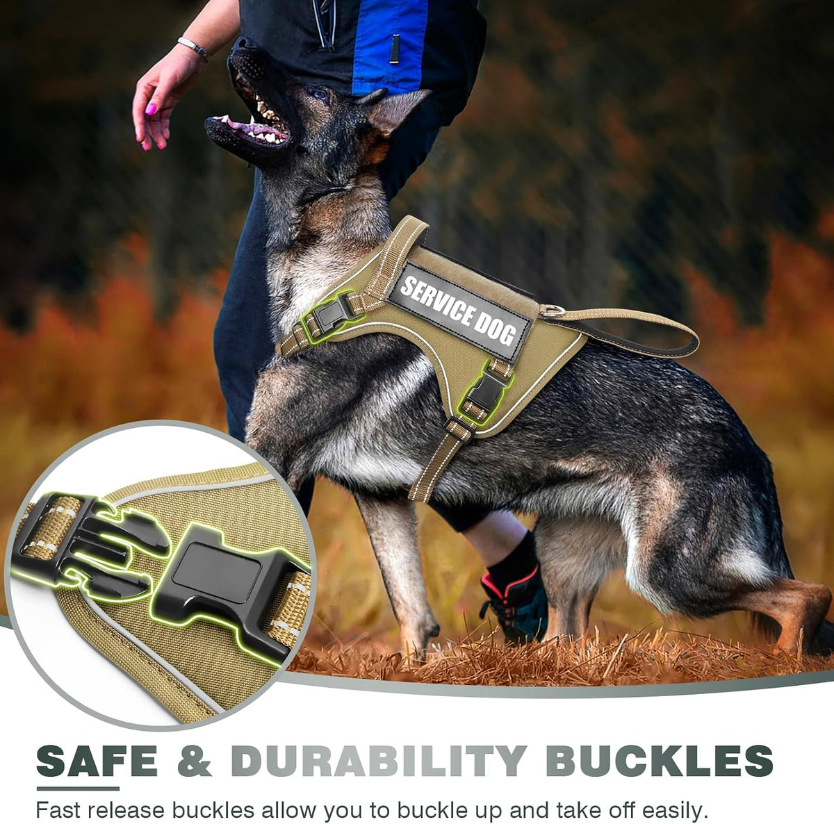 WINSEE Tactical Dog Harness - Large / Brown - image 4