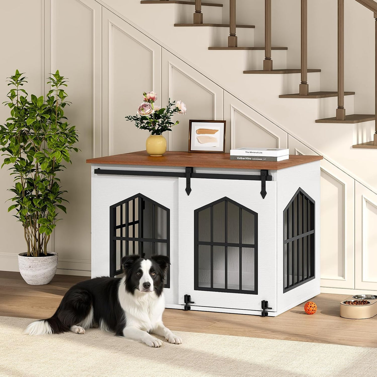 MAHANCRIS Dog Crate Furniture - White and Walnut - image 4