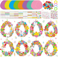 Hollowfly Thanksgiving paper wreath craft kits with gem stickers, ribbons and wool balls - view 7