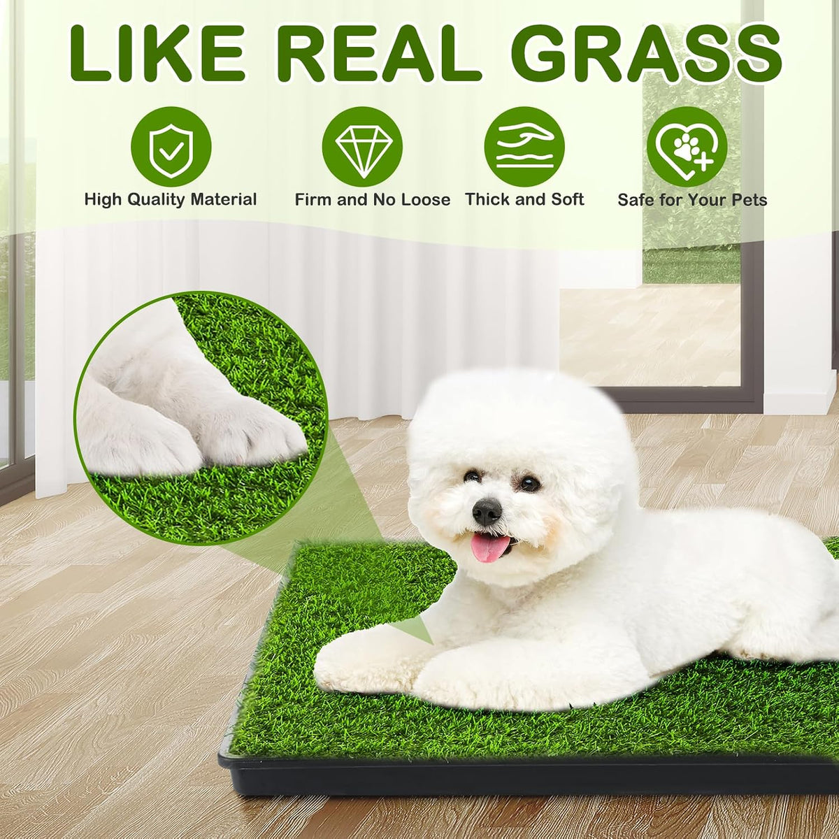 Dog Grass Pad with Tray, 23''X17'' Small Artificial Turf Grass Potty, Reusable Puppy Pee Pads - 23''X17'' (3-Layer Potty System) - image 4