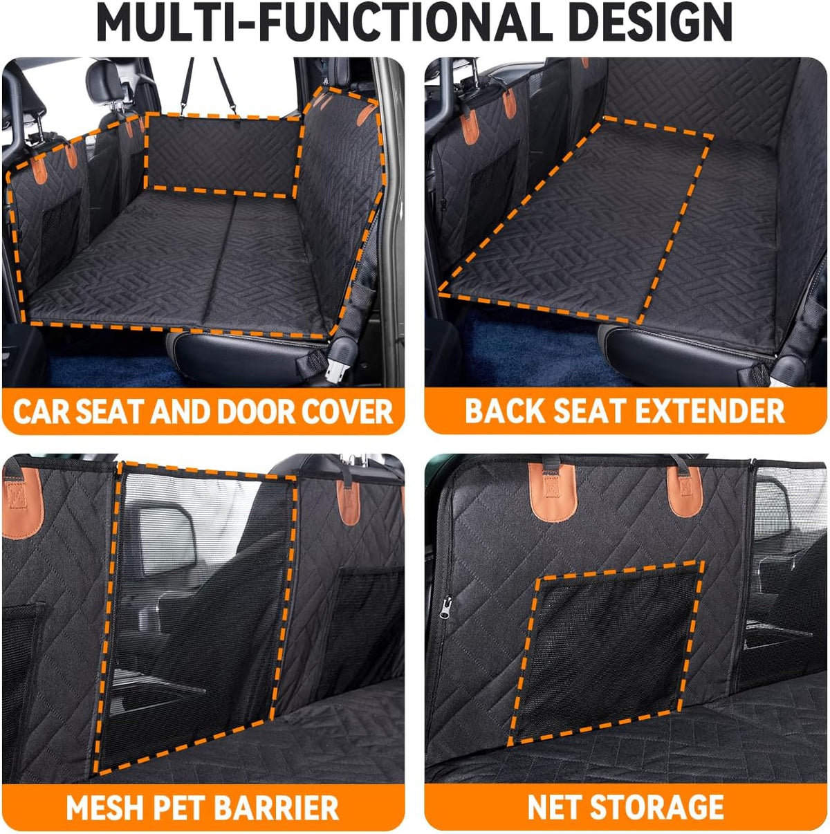 Hard Bottom Dog Car Seat Cover for Back Seat - Black / For Full Size Truck - image 4